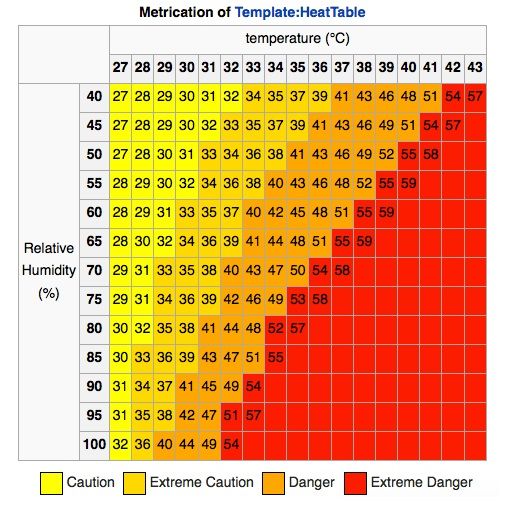 Wet Bulb Temperature Chart