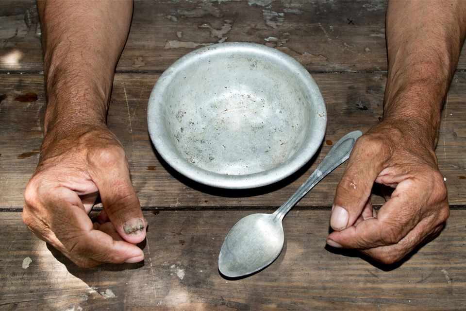 Hands with Empty Bowl and Spoon