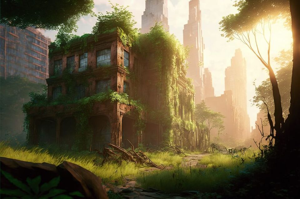 Apocalyptic City Overgrown With Vegetation