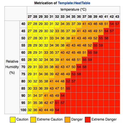 Wet Bulb Temperature Chart in Celsius